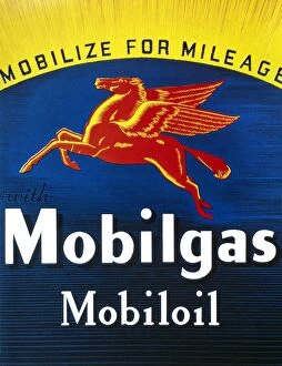 Logo Collection: MOBIL ADVERTISEMENT, 1935. American advertisement for Mobil gasoline and motor oil, 1935