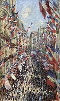 Bastille Day Collection: MONET: CELEBRATION, 1878. The Rue Montorgueil in Paris. Celebration of June 30, 1878