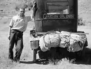 Dirt Road Collection: MONTANA: DROUGHT, 1936. Man fleeing drought and grasshoppers in South Carolina