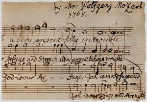 Posters Poster Print Collection: MOZART: MOTET MANUSCRIPT. Detail of the autograph of the motet, God is Our Refuge