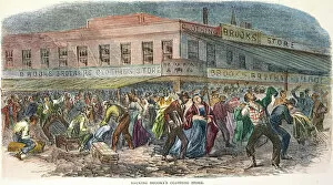 American Civil War Fine Art Print Collection: NEW YORK: DRAFT RIOTS 1863. The mob sacking Brooks Brothers clothing store during the New York