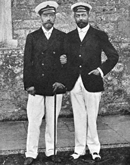 1909 Collection: NICHOLAS II & GEORGE V, 1909. Tsar Nicholas II of Russia (left) with the Prince of Wales