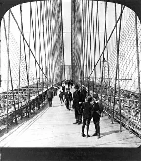 Bridges Metal Print Collection: NY: BROOKLYN BRIDGE, 1901. Along the pedestrian promenade, 1901