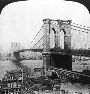 Bridges Metal Print Collection: NY: BROOKLYN BRIDGE, 1901. View of the Brooklyn Bridge: from a stereograph, 1901