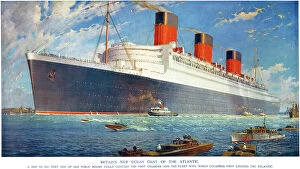 Ships and Boats Canvas Print Collection: OCEAN LINER QUEEN MARY. The Cunard White Star liner Queen Mary launched in 1934