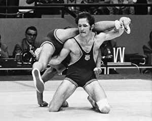 Related Images Fine Art Print Collection: OLYMPICS: WRESTLING, 1972. Dan Gable of the USA wrestling Kikuo Wada of Japan during the Summer