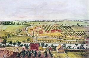 13 Colonies Collection: PENNSYLVANIA: BETHLEHEM. The Moravian settlement on the Lehigh River at Bethlehem, Pennsylvania