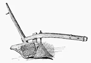 Colonial America illustrations Collection: PLOUGH, 1706. Colonial plough with wooden moldboard at the State Agricultural Museum, Albany