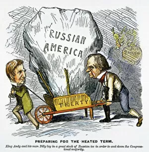 Haul Collection: Preparing for the heated term. American cartoon, 1867, on the purchase of Alaska by Billy