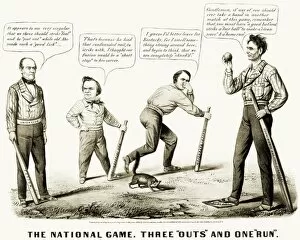 16 Dec 2011 Antique Framed Print Collection: PRESIDENTIAL CAMPAIGN, 1860. A pro-Lincoln cartoon by Currier & Ives, 1860