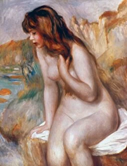 Impressionist paintings Collection: RENOIR: BATHER ON A ROCK. Oil on canvas, 1892, by P. A. Renoir