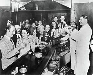 Prohibition Collection: A scene at a bar in Greenwich Village, after the repeal of Prohibition, 1933