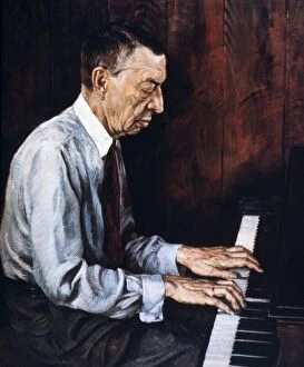 Paintings Poster Print Collection: SERGEI RACHMANINOFF. (1873-1943). Russian pianist, composer and conductor. Oil by Boris Chaliapin