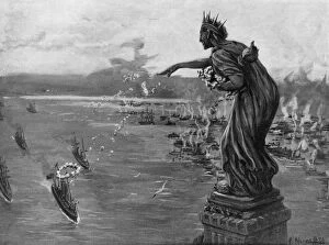 American History Antique Framed Print Collection: SPANISH-AMERICAN WAR, 1898. The Statue of Liberty greeting returning U