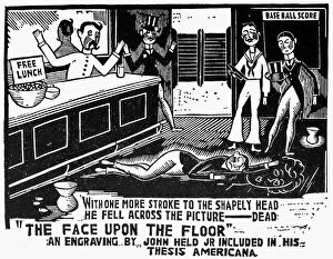 Prohibition Collection: With one more stroke to the shapely head, He fell across the picture - Dead The face upon the floor