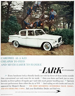 Text Collection: STUDEBAKER AD, 1959. Studebaker automobile advertisement from an American magazine, 1959