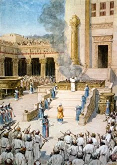Temple Collection: TEMPLE OF SOLOMON. Dedication of the Temple of Solomon in Jerusalem. Painting by William Hole
