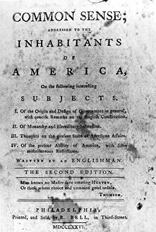 American Revolution Collection: Title-page of the second edition of Thomas Paines pamphlet Common Sense, owned by John Adams