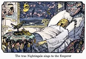 Henry Ford Antique Framed Print Collection: The true nightingale sings to the Emperor. Drawing by Henry J