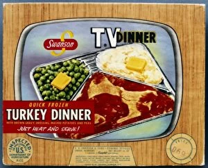 Ancient artifacts and relics Canvas Print Collection: TV DINNER, 1954. Packaging for Swansons turkey TV dinner, 1954