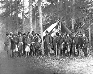 American Civil War Photo Mug Collection: UNION SOLDIERS. Brigadier General Winfield Scott Hancock (center) and his staff, 1861