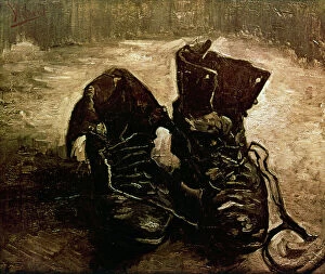 Van Gogh Collection: VAN GOGH: BOOTS, 1886. Boots with Laces. Oil on canvas, Paris, by Vincent Van Gogh