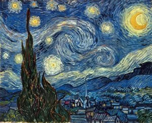Vincent van Gogh Premium Framed Print Collection: VAN GOGH: STARRY NIGHT. The Starry Night. Oil on canvas by Vincent Van Gogh, 1889