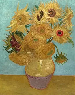 Still life paintings Pillow Collection: VAN GOGH: SUNFLOWERS, 1889. Vase With Twelve Sunflowers. Oil on canvas, Vincent van Gogh
