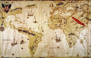 Renaissance art Photo Mug Collection: VESPUCCIs WORLD MAP, 1526. Juan Vespuccis world map, 1526