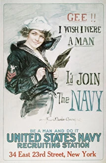 Recruiting Collection: WORLD WAR I: U. S. NAVY. Gee!! I Wish I Were a Man, I d Join the Navy