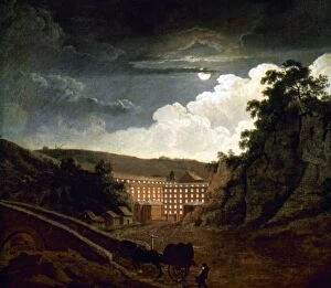 Cotton mills Collection: WRIGHT: COTTON MILL. Arkwrights Cotton Mills by Night, in Cromford, Derbyshire, England