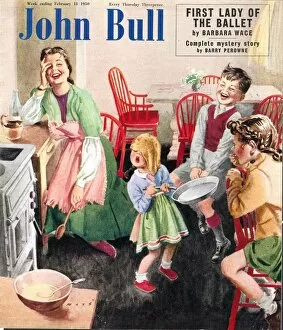 Pancake Day Premium Framed Print Collection: John Bull 1950 1950s UK cooking pancakes pancake day housewives housewife woman women