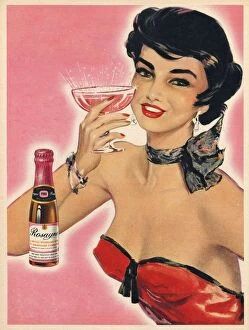 Adverts Collection: Rosayne 1954 1950s UK champagne alcohol