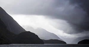 Southland Collection: Dark clouds and misty weather in Doubtful Sound, Southland in New Zealand