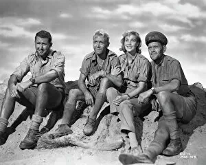 Fine art portraits Greetings Card Collection: Anthony Quayle, John Mills, Sylvia Syms and Harry Andrews in Ice Cold In Alex (1958)