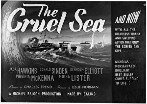 Poster Collection: A black and white poster for The Cruel Sea (1953)