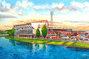 River artworks Photo Mug Collection: City Ground Stadium Going to the Match - Nottingham Forest FC