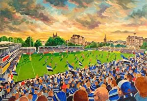 Rugby Pillow Collection: Recreation Ground Stadium Fine Art - Bath Rugby Union Club