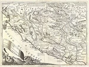 Montenegro Pillow Collection: 1690 Coronelli Map Of Montenegro Topography Cartography