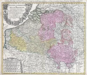 Luxembourg Pillow Collection: 1730 Homann Heirs Map Of Belgium And Luxembourg