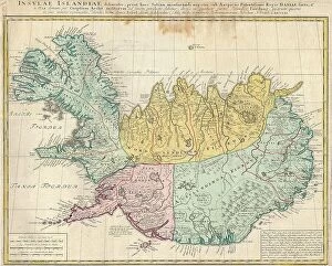 Iceland Poster Print Collection: 1761 Homann Heirs Map Of Iceland Insulae Islandiae