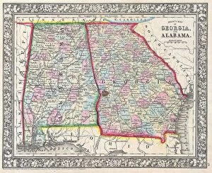Georgia Photo Mug Collection: 1864 Mitchell Map Of Georgia And Alabama Topography