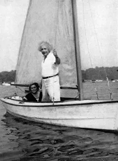 Albert Einstein Photographic Print Collection: Albert Einstein (1879-1955) German-Swiss mathematician. Einstein sailing