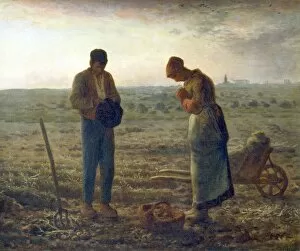 French Collection: The Angelus (c1857-1859). At the sound of the Angelus bell from the church in the distance