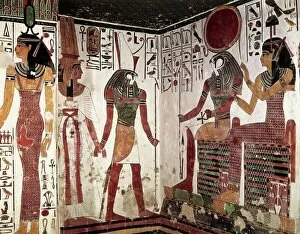 Luxor Jigsaw Puzzle Collection: Egypt, Luxor, Valley of the Queens, Nefertaris Tomb, Details form frescos in vestibule with