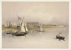 David Roberts Collection: Egypt, ruins of Luxor from River Nile, engraving based on drawing by David Roberts