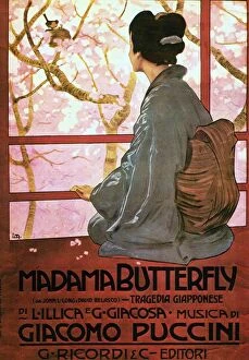 Opera Collection: Giacomo Puccini (1858 -1924) Italian composer of operas. Poster for Madama Butterfly