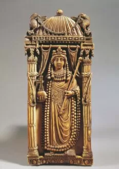 Byzantine Collection: Italy, Florence, Ivory Sculpture representing Empress Arianna (or Aelia Ariadne, ca. 450-515 A. D )
