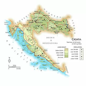 Croatia Metal Print Collection: Map of Croatia