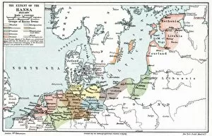 Trade Collection: Map of the extent of the Hanseatic League in about 1400